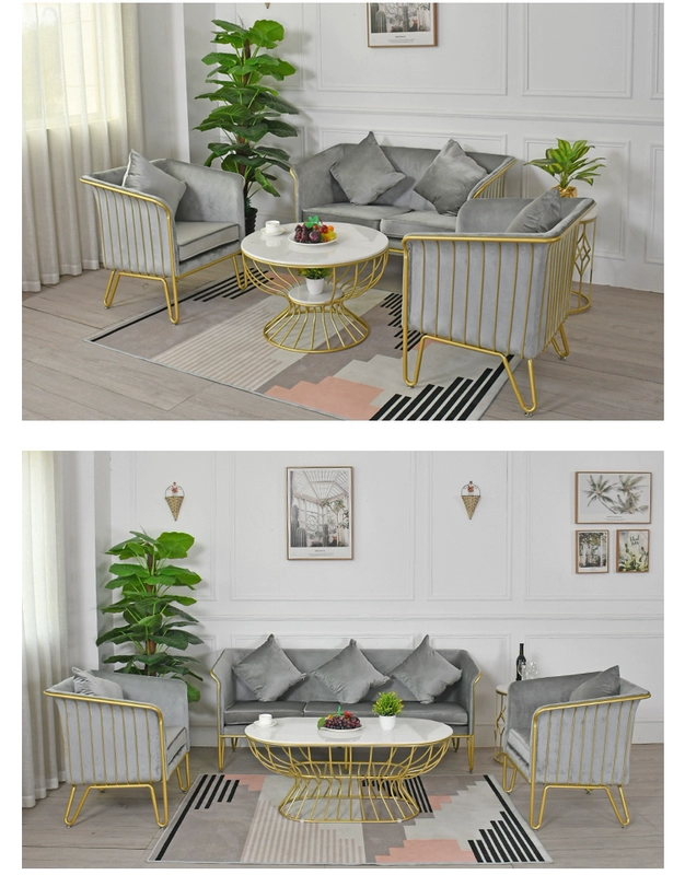 Nordic Sắt ghế sofa sau sang trọng nhỏ gọn cửa hàng đồ nội thất ánh sáng Cafe Reception bảng hãng cà phê kết hợp hiện đại - Ghế sô pha ghế sofa nhỏ