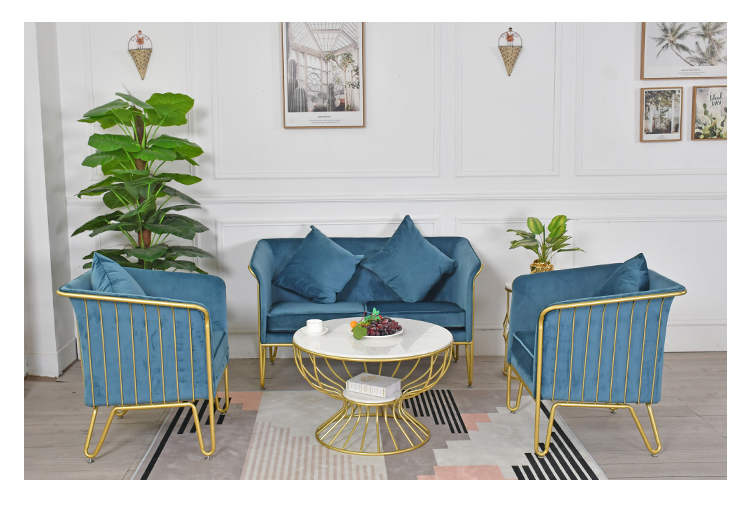 Nordic Sắt ghế sofa sau sang trọng nhỏ gọn cửa hàng đồ nội thất ánh sáng Cafe Reception bảng hãng cà phê kết hợp hiện đại - Ghế sô pha ghế sofa băng dài