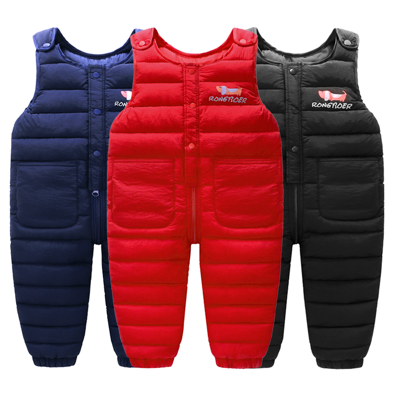 Baby carrier pants children's down cotton pants winter thickened boys and girls long pants outside wear baby open frame jumpsuits