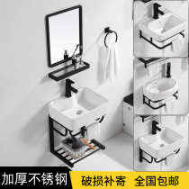 Wall-mounted washbasin Small apartment balcony washbasin Small size simple bathroom Triangle drop basin black