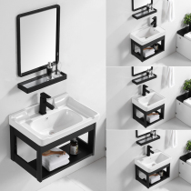 Wall-mounted washbasin cabinet combination Black small apartment Wall-mounted balcony small size bathroom simple washbasin