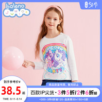 Pony Paulie IP]Benilu Childrens clothing spring and autumn and winter printed girls  long-sleeved t-shirt middle and large childrens red top