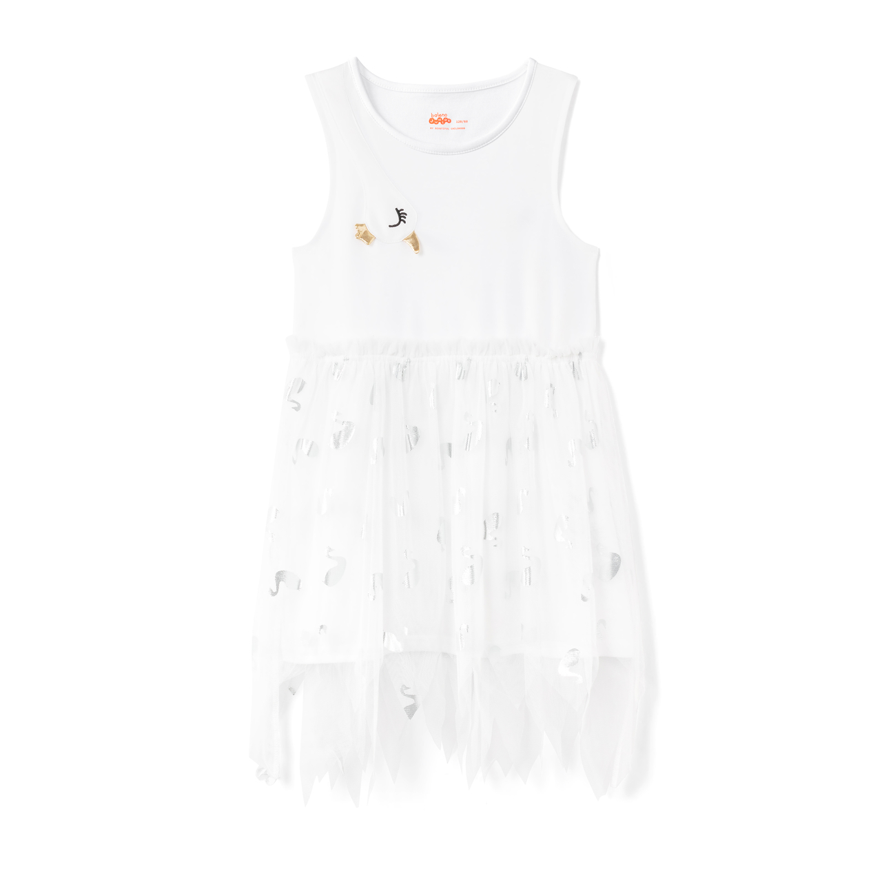 Benny đường Kids 2020 Summer Dresses Cô gái thiên nga in thêu áo váy không tay bông.