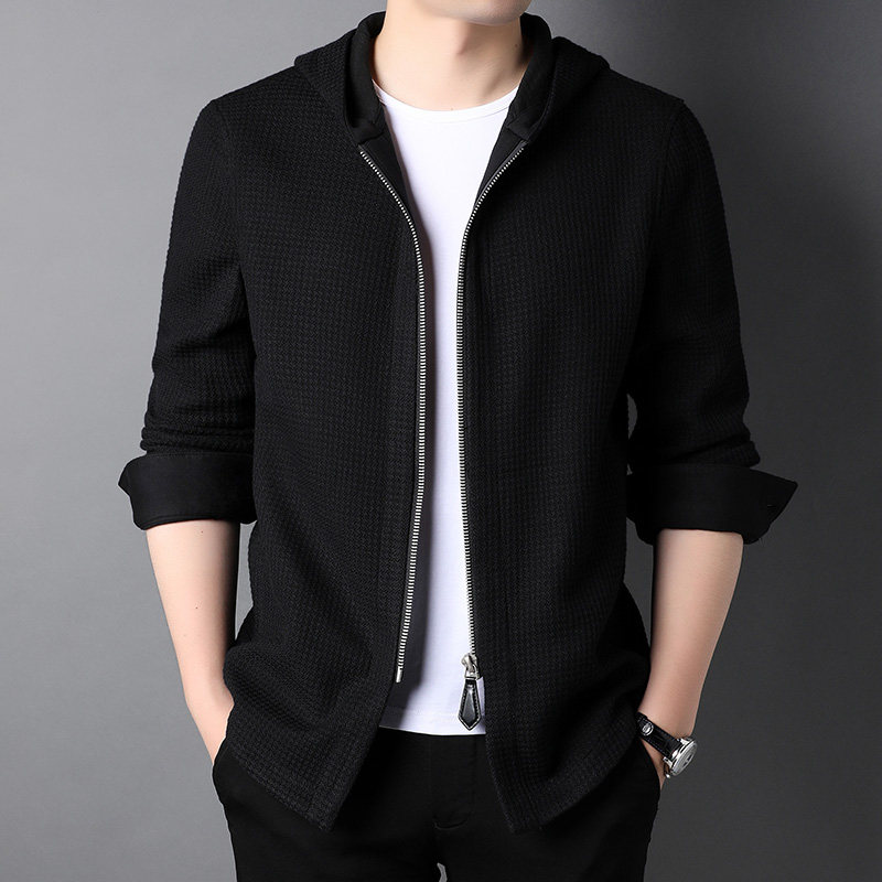 Spring autumn season 2022 New men's knitted jacket Even cap in youth relaxed casual pull-shirt outside wearing tide