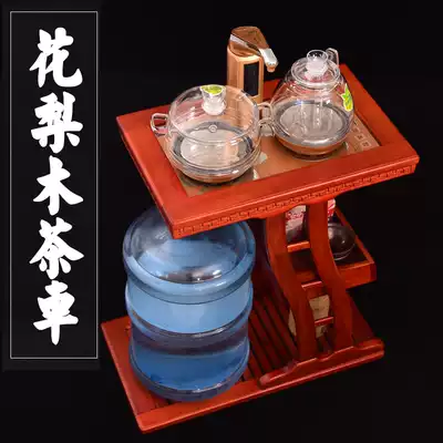 Rosewood mobile tea cart Simple modern household tea cabinet Solid wood tea table complete set of induction cooker Kung Fu tea set