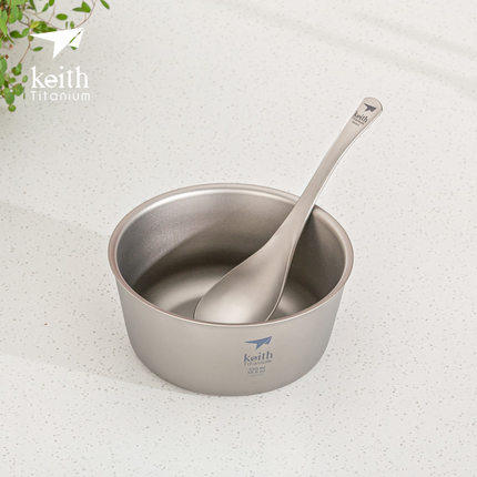 Keith Kaisi pure titanium double-layer titanium bowl 550ml outdoor anti-scalding heat insulation healthy portable tableware Ti5322