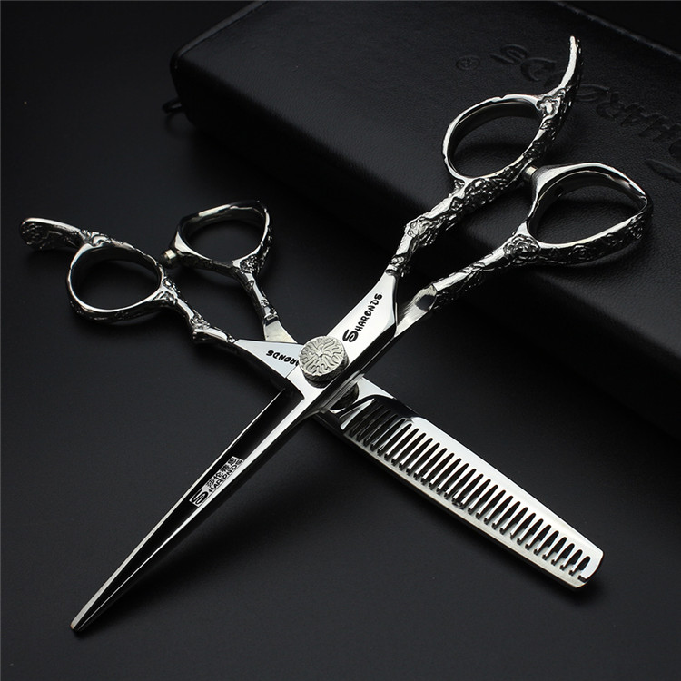 Hair stylist 6 inch hair cutting set hairdressing scissors 7 inch flat shear tooth scissors barber shop dedicated broken hair thinning knife scissors