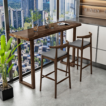 Retro solid wood bar table home balcony high table long table window light luxury narrow table living room sofa side table