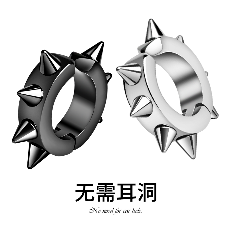 No need for earholes 2022 new titanium male rivet ear needle street black titanium steel exquisite single fashion
