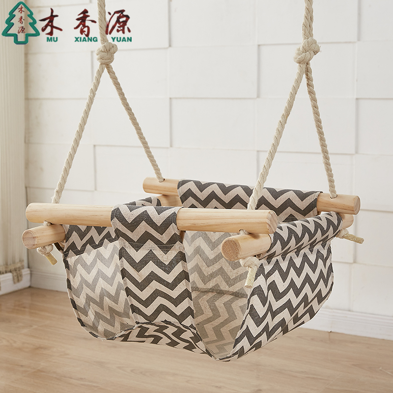 Children's toys children's swing indoor and outdoor household cloth pocket infant swing outdoor hanging chair baby swing wood