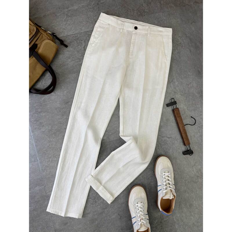 Linen Casual Trousers for Men, Spring and Summer New Style, Loose Fit, Slimming, Versatile Straight-Leg Pants, Tapered Trousers Linen Casual Trousers for Men, Spring and Summer New Style, Loose Fit, Slimming, Versatile Straight-Leg Pants, Tapered Trousers