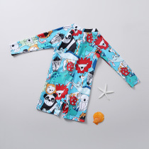 Swimsuit Children Conjoined Boy Swimsuit New Long Sleeve Sunscreen Swimsuit Cartoon Boy Swimsuit Quick Dry Foam Spa