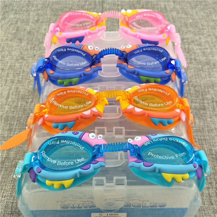 Children's swimming goggles boy girl baby waterproof anti-fog high-definition diving mirror cartoon boy big frame 2-12 years old