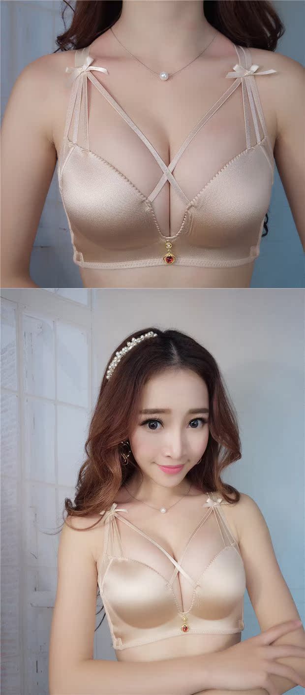 Dày không có vòng thép ngực siêu nhỏ tụ tập áo ngực chéo đẹp lưng siêu dày nắp sữa gợi cảm quyến rũ Sao đồ lót nữ áo bra 2 dây