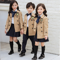 Kindergarten Garden Clothing Spring Autumn Clothing Ingléen Feng men and women Childrens class clothes Wind clothes Three sets of elementary school Childrens school uniforms Autumn and winter clothing