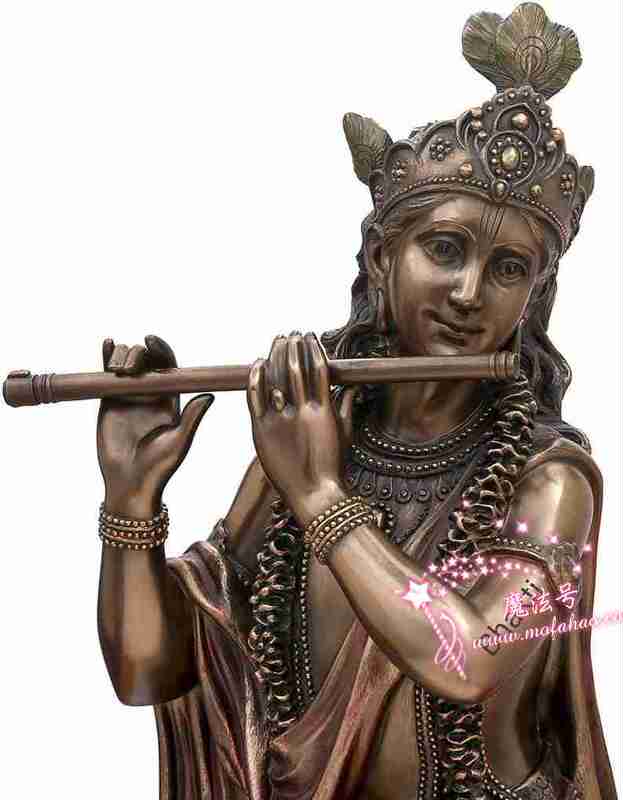 神秘学收藏~进口手工精制主克里希纳雕像62厘米 KRISHNA 印度教神 青铜神 图 1