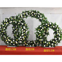 New five ring arch wedding ring Wrought iron shelf Wreath wedding decoration stage background welcome area ornaments