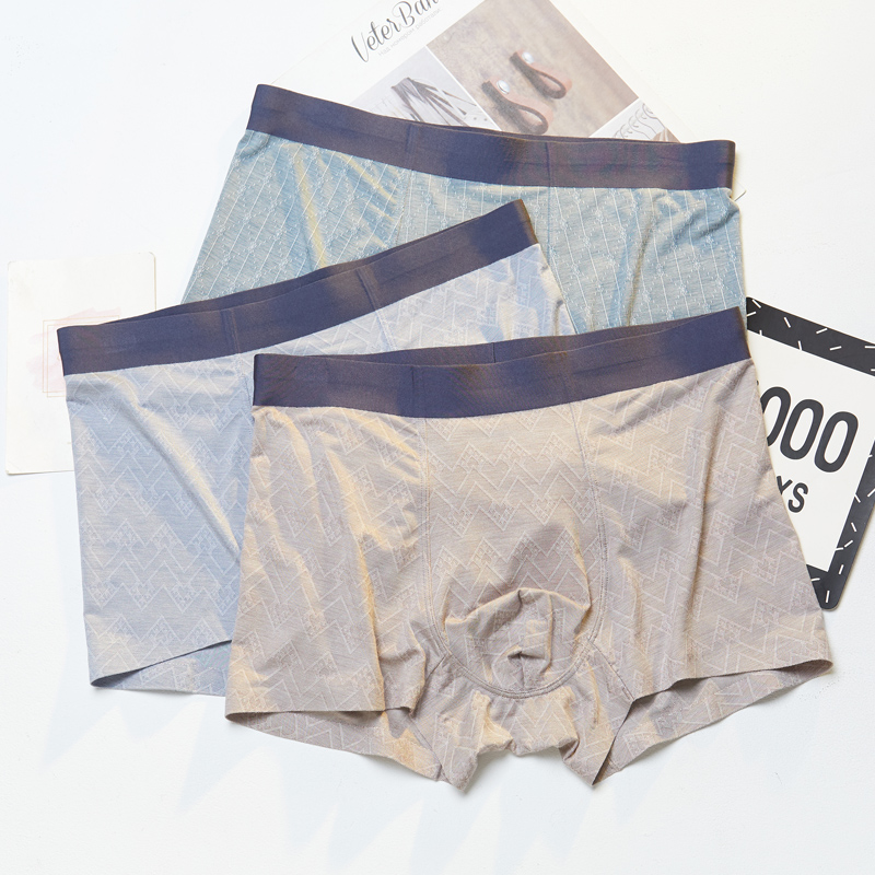 3 pieces of men's underwear men's modal ice silk boxer pants seamless boxer angle breathable trendy brand boys shorts head men's style