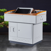 Multimedia classroom podium class class control desk steel multifunctional podium teacher campus solid wood platform