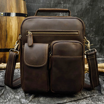 Crazy horse leather retro messenger bag new mens handbag casual leather shoulder diagonal bag leather business small bag