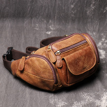 New chest bag mens nubuck leather messenger mens bag leather trend youth bag cowhide waist bag large-capacity tide bag shoulder