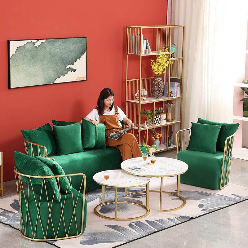 Ins small sofa net red clothing store beauty salon sofa tea table combination Nordic simple modern single and double