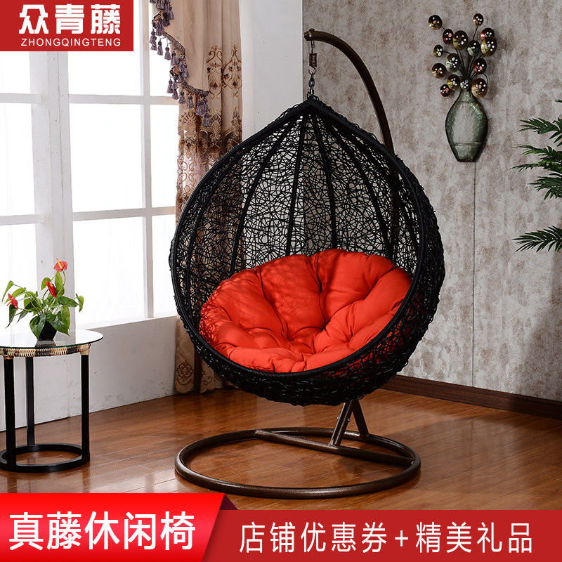 Single hanging chair black balcony rocking chair bird's nest hanging basket rattan chair leisure outdoor swing PE rattan furniture handmade