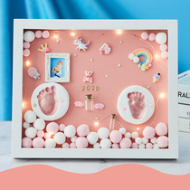 Hand and foot footprint baby souvenir full moon 100 days gift newborn hand foot ink pad fetal hair baby handprint photo frame
