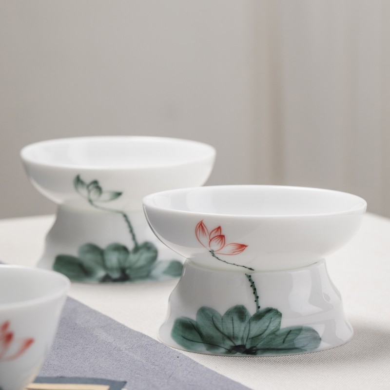 White porcelain hand-painted tea filter ceramic tea leak kung fu tea accessories tea Chinese hipster lotus style