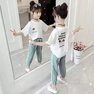 Korean girl summer suit 2021 new children Foreign School summer little girl Middle Child Net Red children's clothing Sports