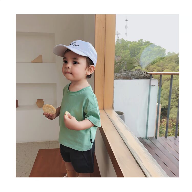 Tinky quần áo trẻ em mùa hè trẻ em mới màu rắn ngắn tay áo thun bé trai cotton đáy áo sơ mi trẻ em bình thường - Áo thun bexinhshop shop