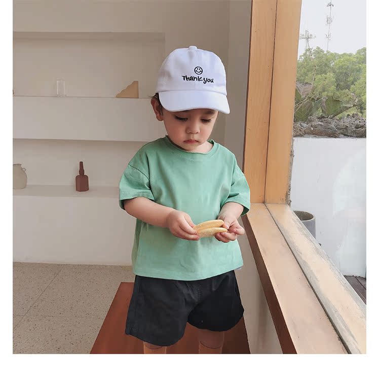 Tinky quần áo trẻ em mùa hè trẻ em mới màu rắn ngắn tay áo thun bé trai cotton đáy áo sơ mi trẻ em bình thường - Áo thun bexinhshop shop
