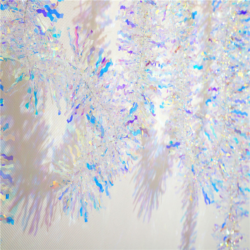 Laser colorful pull flower wool strip color strip rain silk pull flower stage Christmas tree school children's day layout holiday decoration