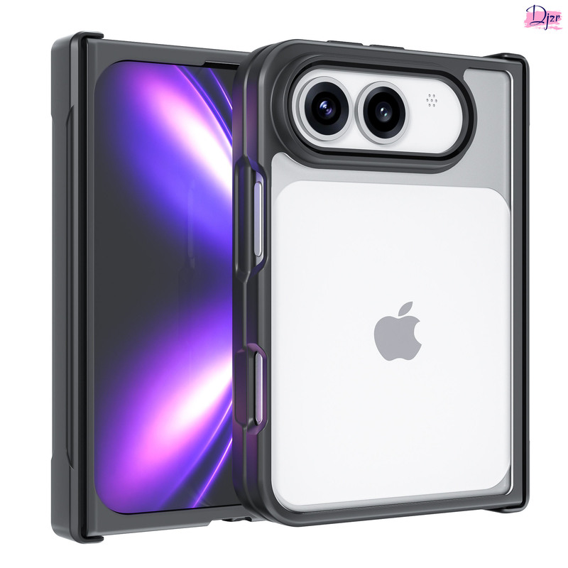 Uk Applicable Apple iPhone 18 Fold Phone Case, New Model with Central Axis Left-Right Folding, 360 Soft Edge Frame, Hard Back Panel, Anti-Drop, Matte Magnetic Suction, Four-Corner Airbag Anti-Drop, Two-In-One Protective Cover