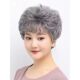 Middle-aged and elderly granny gray wig fluffy flower white old man full head set white old lady stage wig set for women