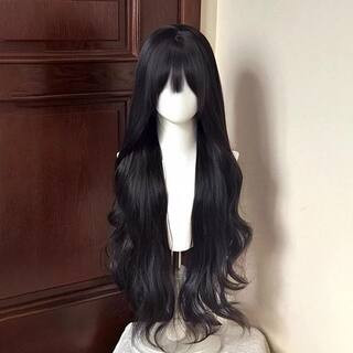 Wig Female Long Hair Lolita Japanese Style Style Soft Girl with Bangs Princess Round Face Little Dill Same Style Long Curly Hair Full Headgear Style