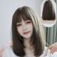 Wig for women with medium-long hair, natural and realistic air bangs, clavicle hair wig, natural girl full headband with inner buckle