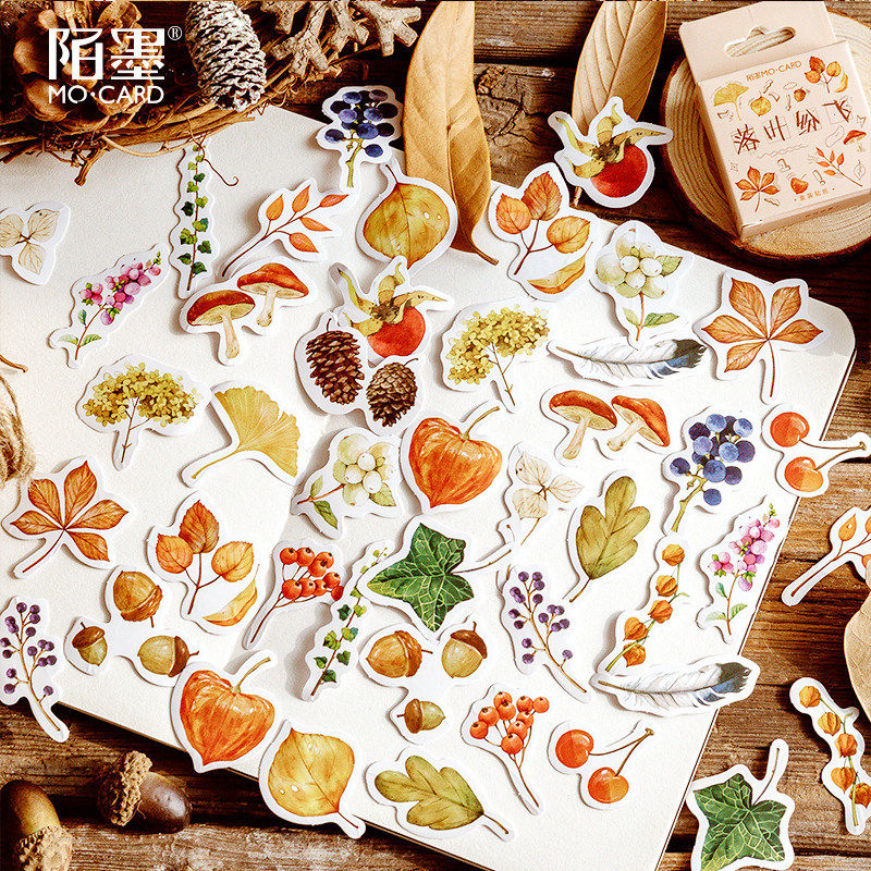 Autumn Fallen Leaves Material Boxed Sticker Kindergarten Growth Manual Baby File Photo Album Hand-copied Newspaper Decoration Material