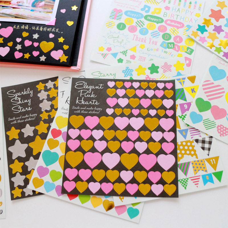 Hot Gold Trim Sticker Kindergarten Growth Manual DIY Photo Album Materials Children Archive Handmade Material Kits