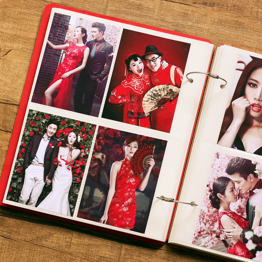 Wooden 4 inch album This plug - in film set four inches 400 WeChat vertical in printed photo album
