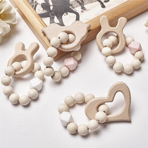 Baby Silicone Nursing Bracelets Wood Teether Silicone Beads