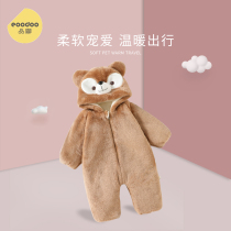 Autumn and winter baby clothes neonatal jumpsuit autumn and winter caps thickened cotton male and female babies crawling clothes