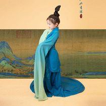 The Spring Festival Gala is only this green dance Hanfu Childrens green waist Meng Qingxu with the same style of acting out of Qianli Mountain Thu Water sleeve