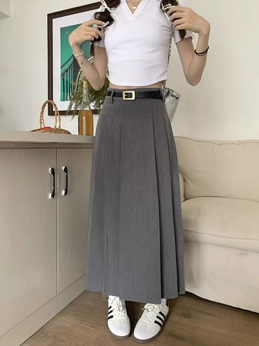 Классический костюм, летняя длинная юбка, высокая талия, А-силуэт