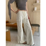 PPHOME домашний ~ комбинезон с заниженной талией, ретро-американский прямой комбинезон, повседневные 𫔮 брюки для женщин, ленивых и стройнящихся, длинные ноги