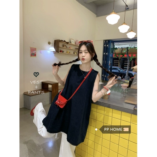 Ретро джинсовое летнее платье без рукавов без рукавов, брендовая юбка