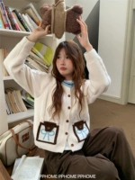 Милый трикотажный свитер с бантиком, увеличенная толщина