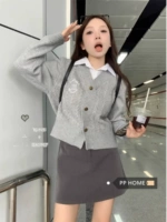 Комплект, лонгслив, ретро кардиган, свитер, куртка, V-образный вырез