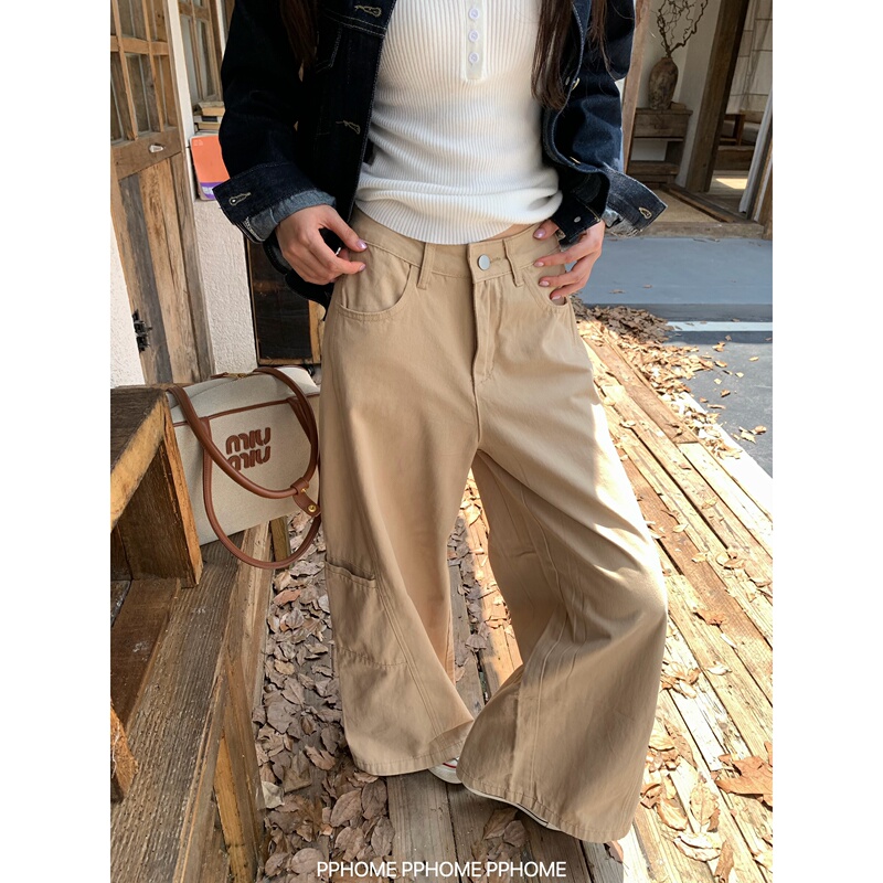 Pphome Self-Made~ Super Good Fit, Khaki Work Pants, American-Style Wide-Leg, Relaxed, Casual, Loose, Versatile Work Pants Pphome Self-Made~ Super Good Fit, Khaki Work Pants, American-Style Wide-Leg, Relaxed, Casual, Loose, Versatile Work Pants