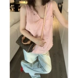 Дизайнерский жилет без рукавов, летняя милая рубашка, кукла, с вышивкой, тренд сезона, свободный крой